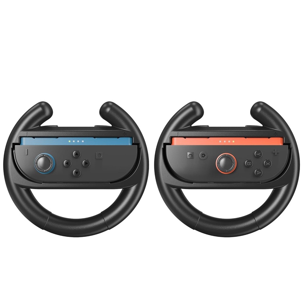 Steering Wheel Compatible with Switch 2 JoyCon Controller with Grip Black