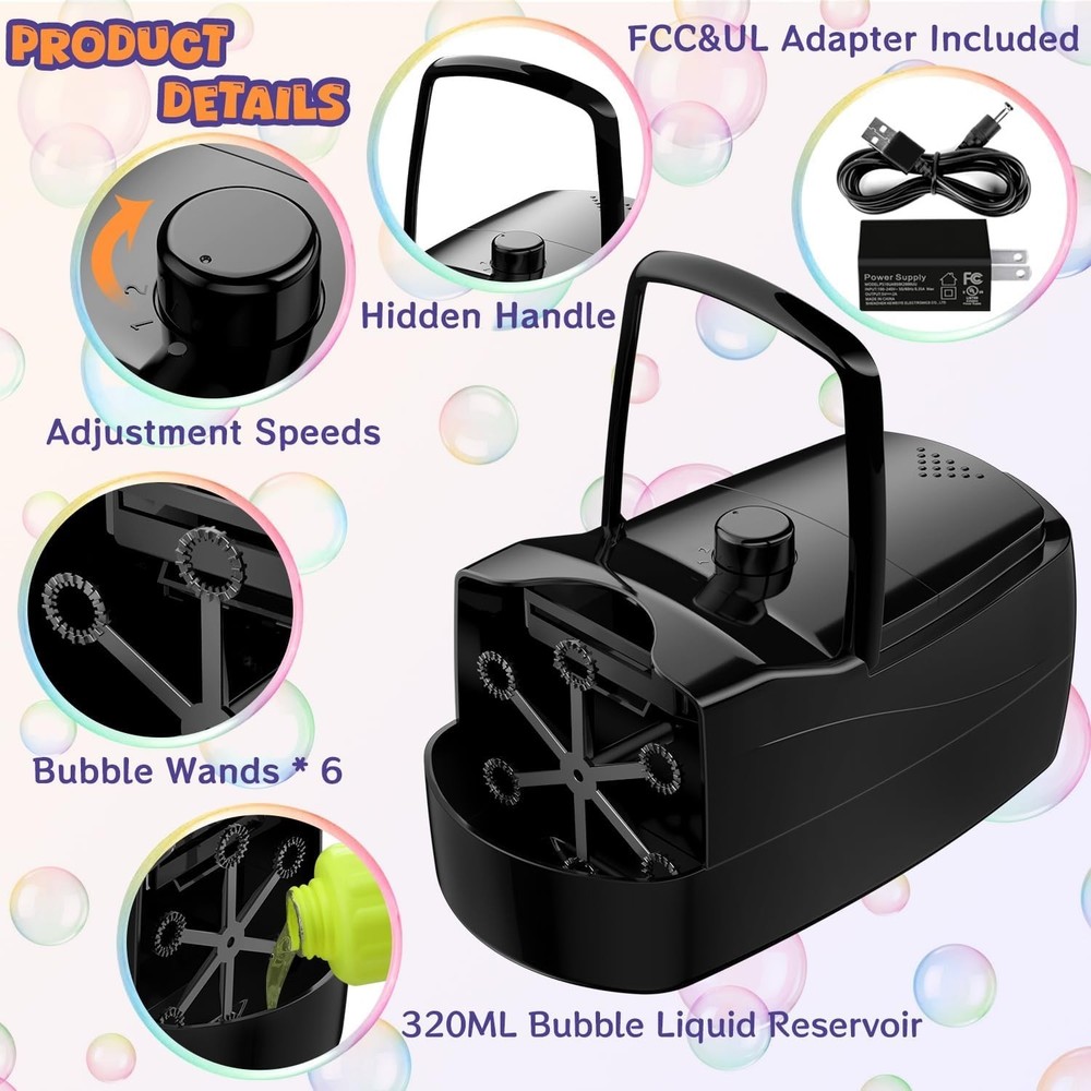 Bubble Machine, Automatic 18000+ Per Minute Big Bubbles Blower Maker for Kids...