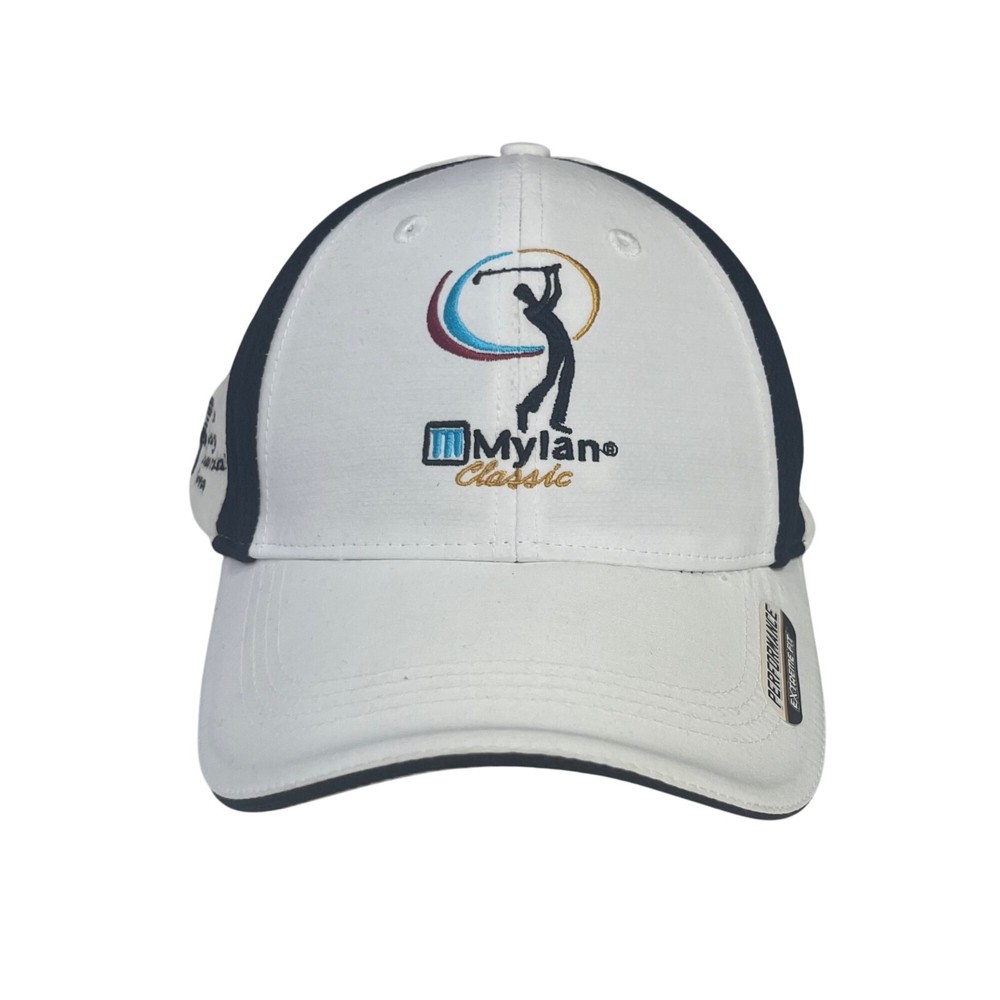 Mylan Classic Performance Golf Cap Hat White Adjustable Strap Back New