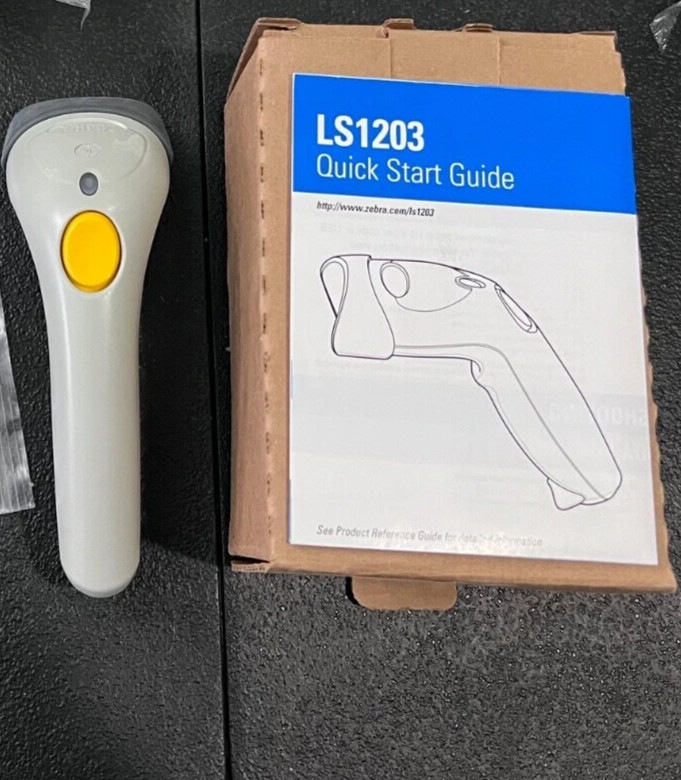 Zebra LS1203 Handheld Barcode Scanner & Stand PLUS USB CABLE