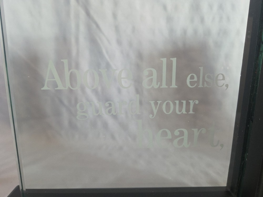 Proverbs 4:23 Glass & Wood Bookend Pair