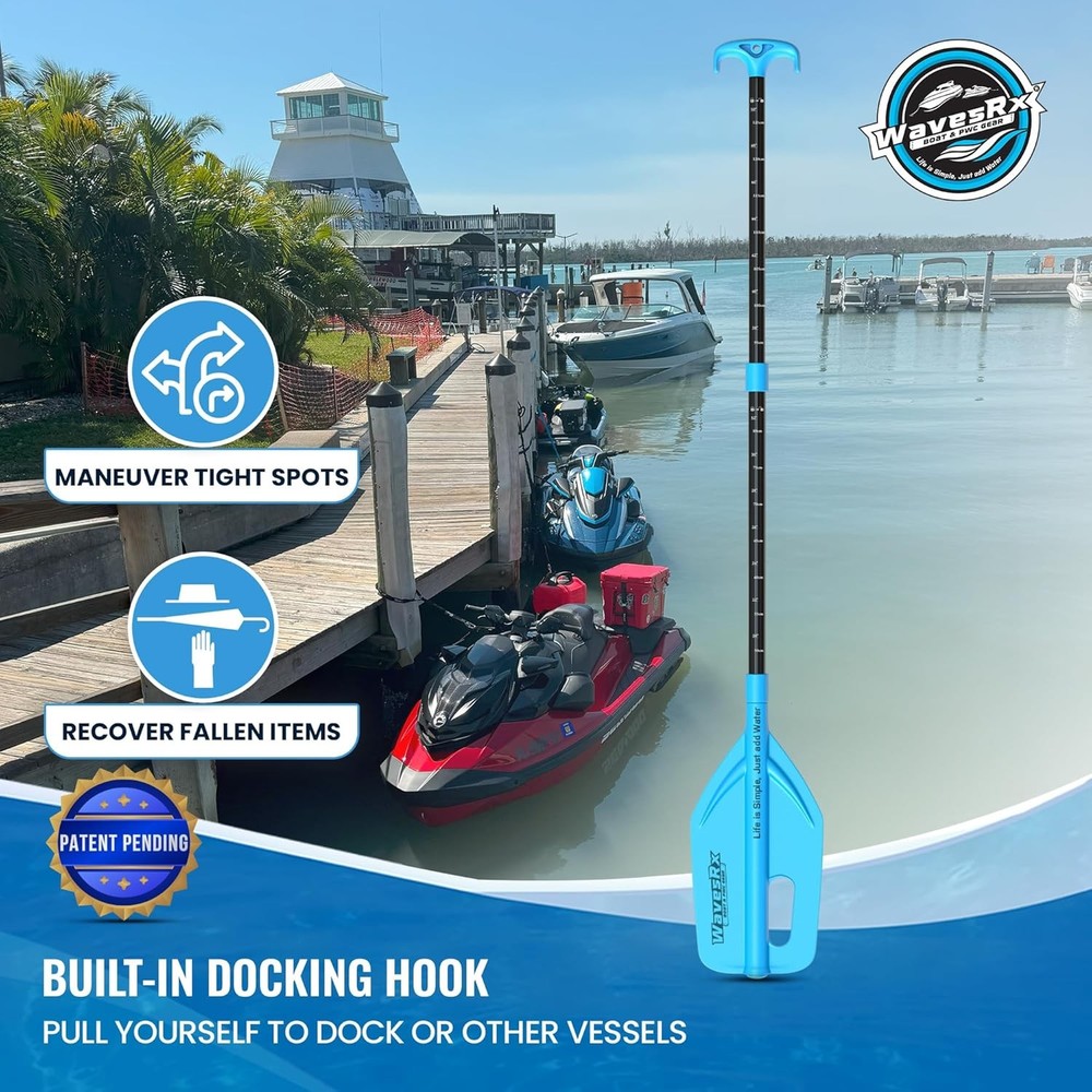 Floating Emergency Paddle Collapsible Boat Oar with Dock Hook Depth Gauge