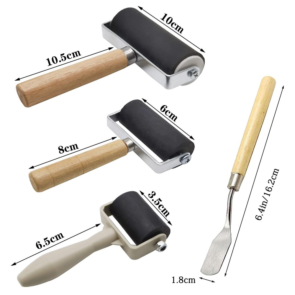 8 Pack Rubber Roller Brayer 3 Size Crafting Printmaking Paint Ink Applicator