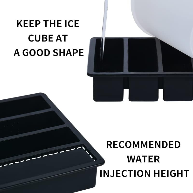 LONGFITE Large and Long Ice Cube Tray 2 Pack Silicone Freezing Container
