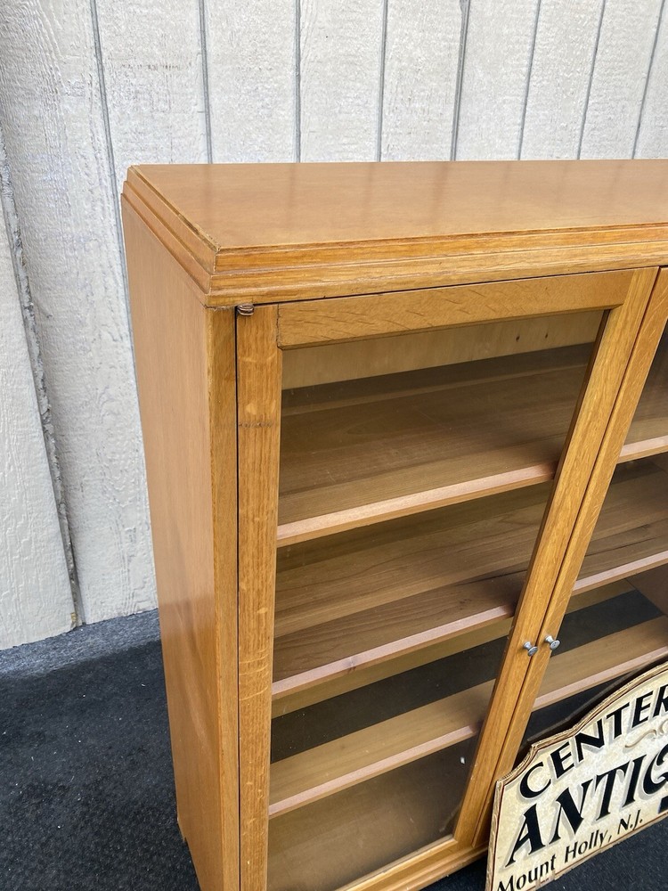 66237 Solid Oak Antique Victorian Bookcase Curio Cabinet