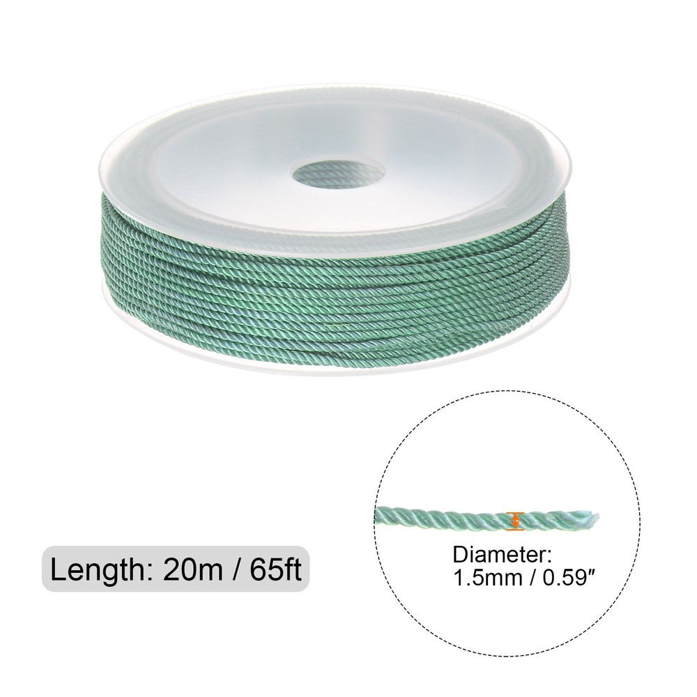 1.5mm Nylon Cord Beading String Chinese Knot Knitting String, Pine Green, 65ft