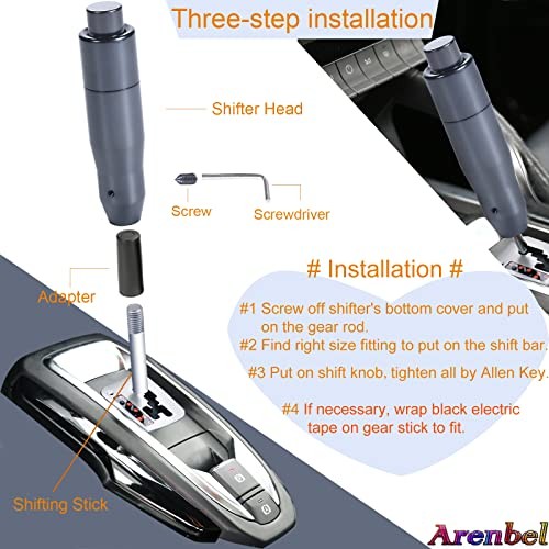 5" Long Weighted Gear Stick Shift Handle Automatic Push Button Shifter Gray