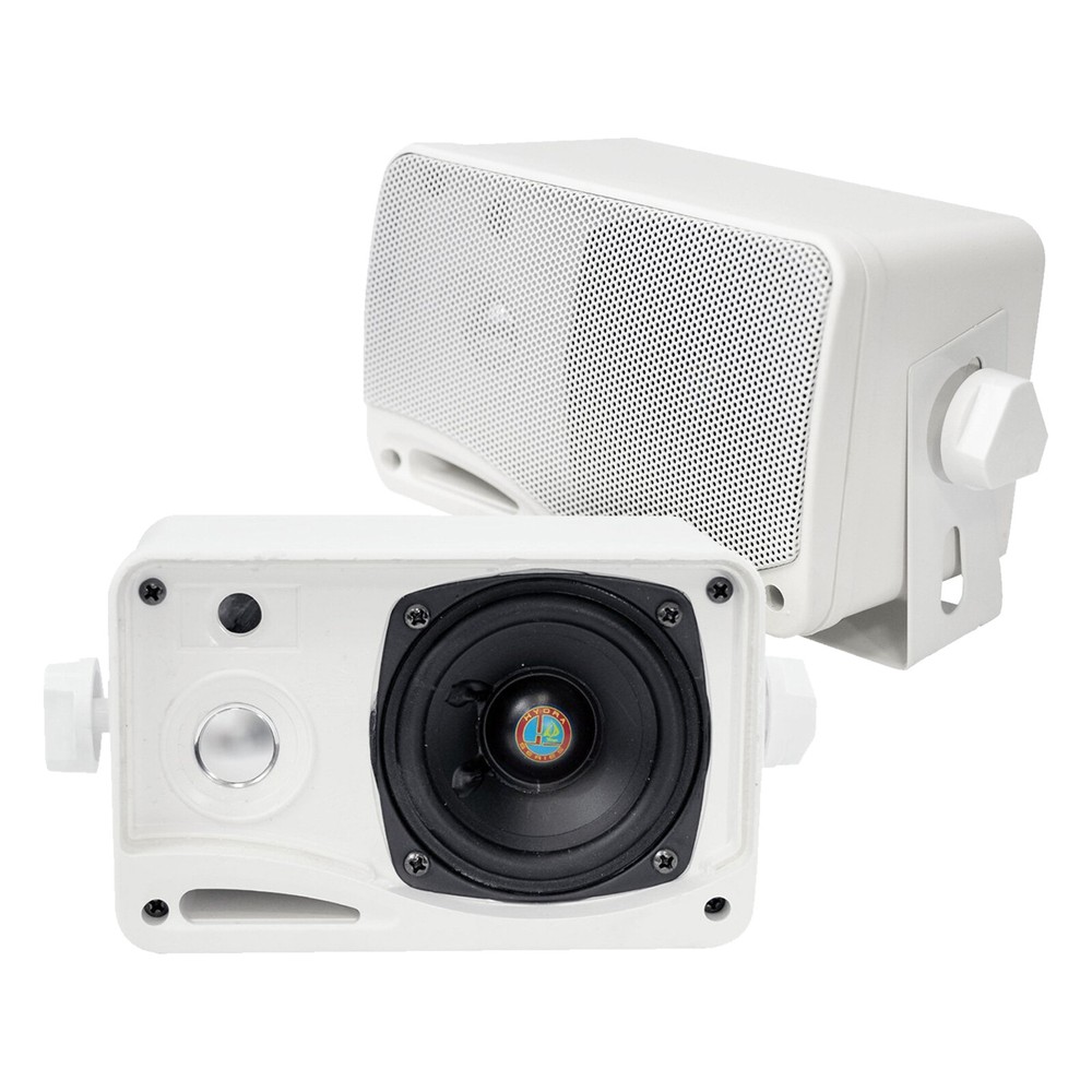 Pyle Bluetooth Stereo Amplifier, 2x 3.5" Box Speakers (White),Wire - Bundle