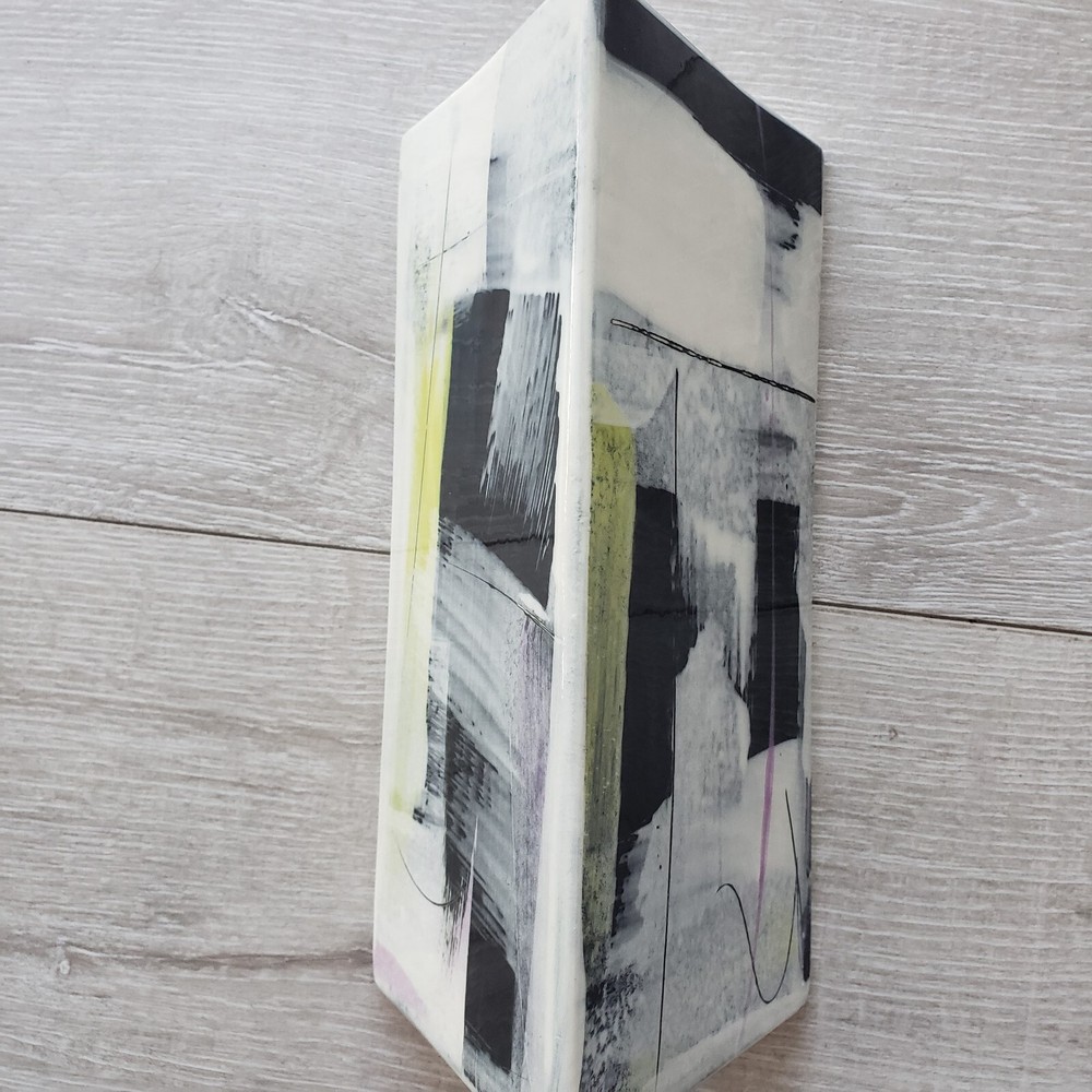 Abstract Art Vase Porcelain Triangular Signed Studio Piece