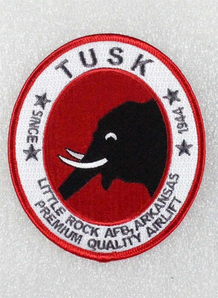 USAF Air Force Patch: 327th Airlift Squadron "TUSK" (red)