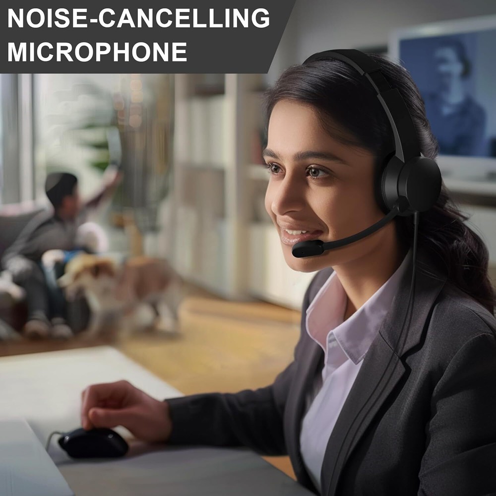 Headset with Microphone for PC, USB Headset with Noise Cancelling Microphone