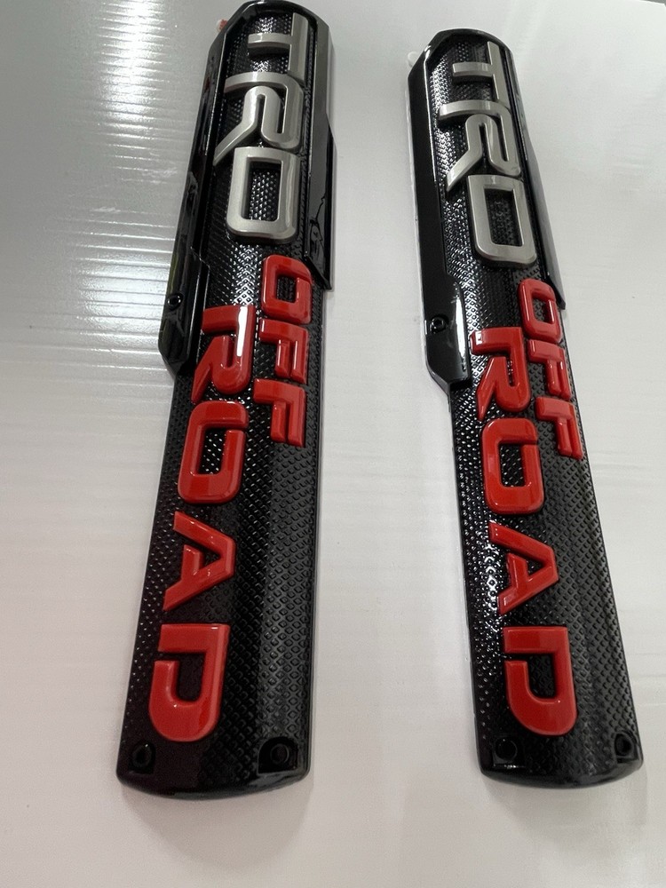 TRD OFF ROAD STYLE SIDE EMBLEMS PAIR BLACK RED - AFTERMARKET
