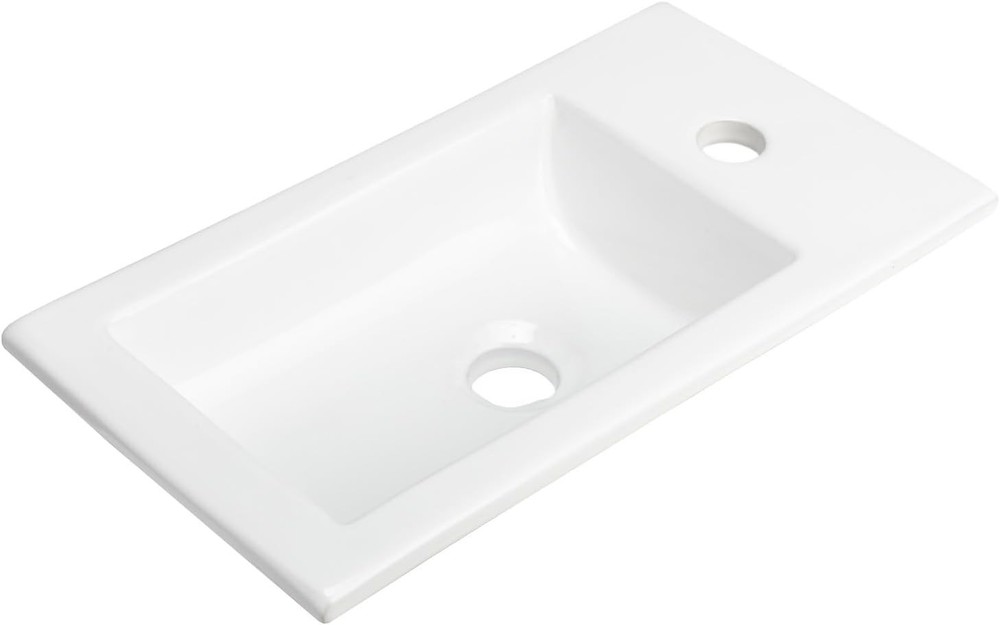 18" Bathroom Vanity Top with Sink | Pre-Drilled Hole, Modern Rectangular Design