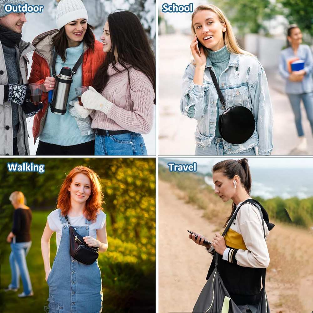 2 Pack Black Adjustable Straps with Clips for Bags, Replacement Shoulder Strap,