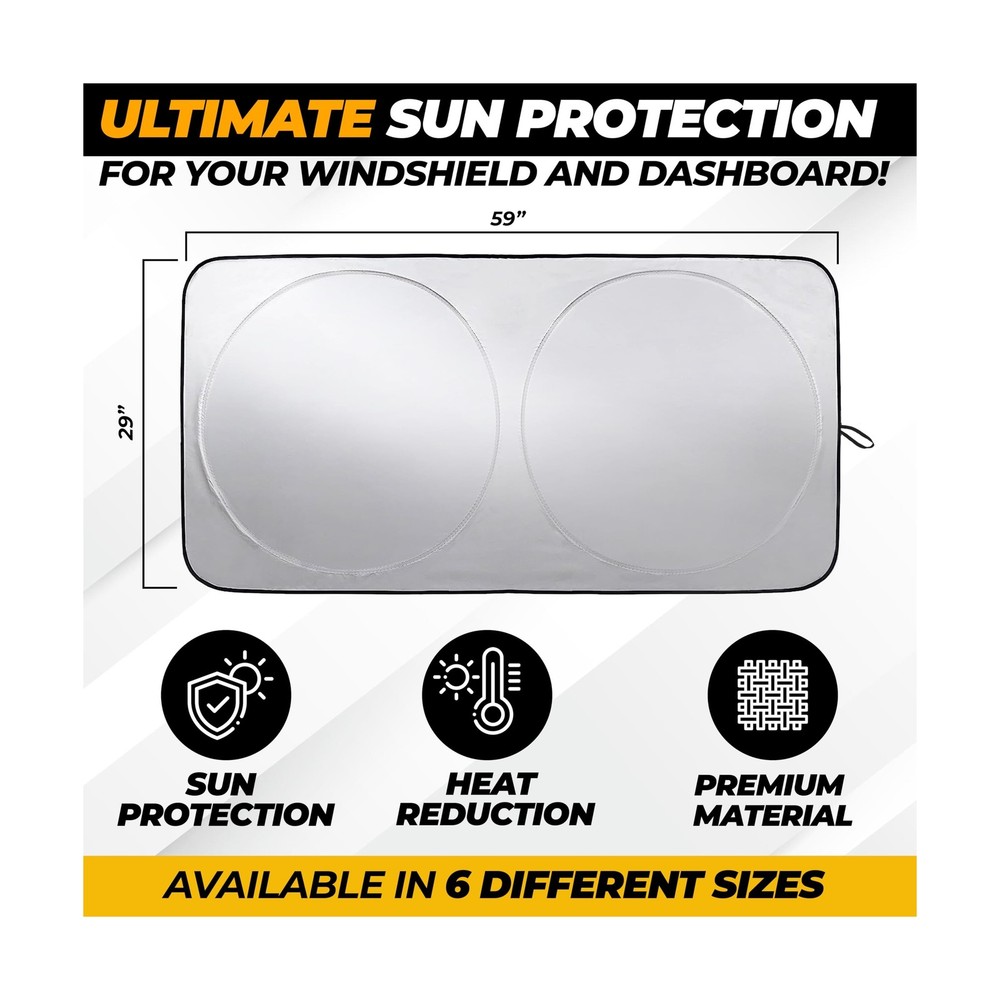 Car Shade Front Windshield, Small (59" x 29") - 240T Reflective Polyester Sun...