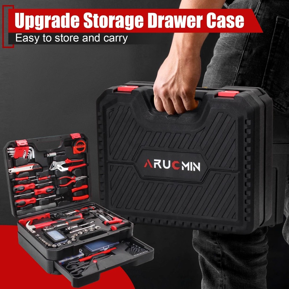 427 Piece Home Tool Kit, Mechanics Tool Set with Drawer Toolbox Storage Case ...