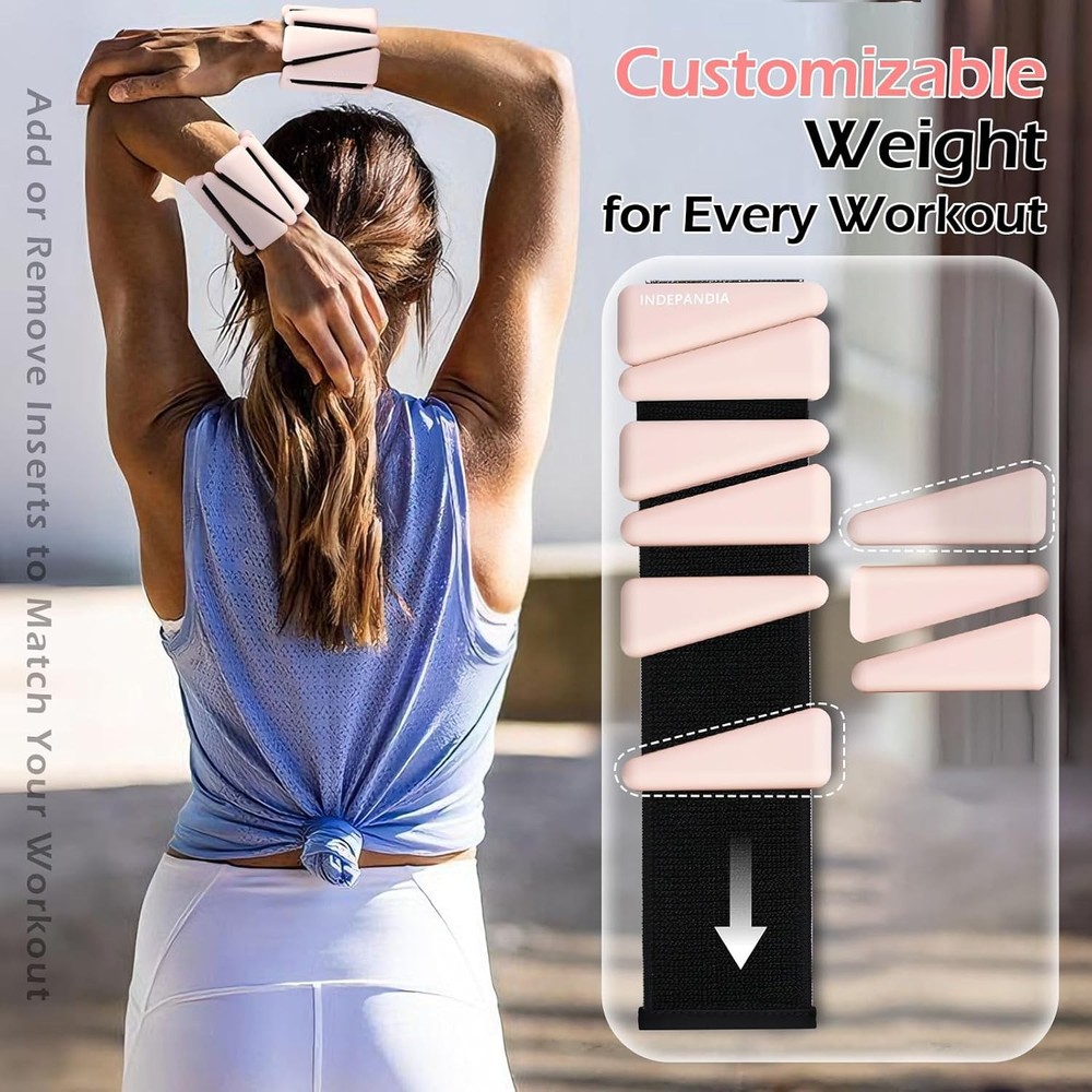 4lb Pair Wrist Ankle Weights Adjustable Weighted Bangles to Boost Calorie Burn