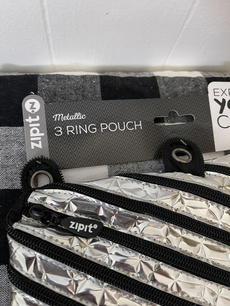 Zip It Metallic 3 Ring Pouch NWT Pencil Case