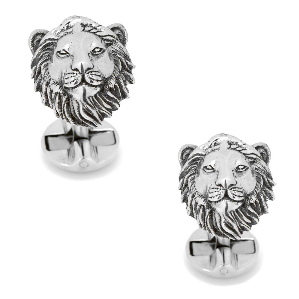 Sterling Silver Lion Head Cufflinks