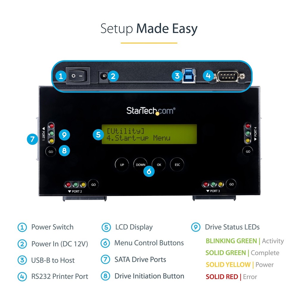 StarTech SATERASER4 HDD Eraser for 2.5"/3.5" SATA SSD/HD
