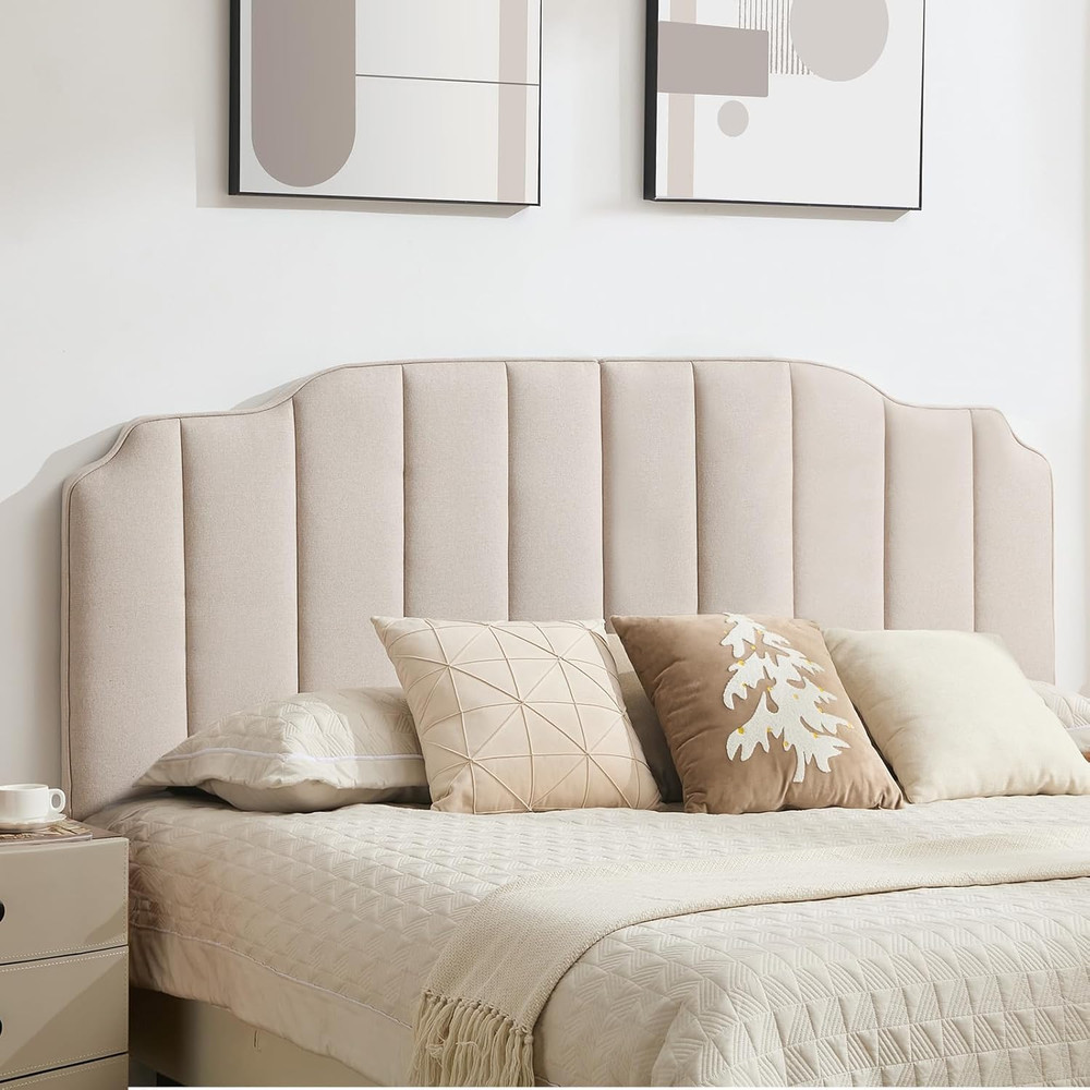 King Size Headboard Light Brown Upholstered Headboard Adjustable Height&Width Li