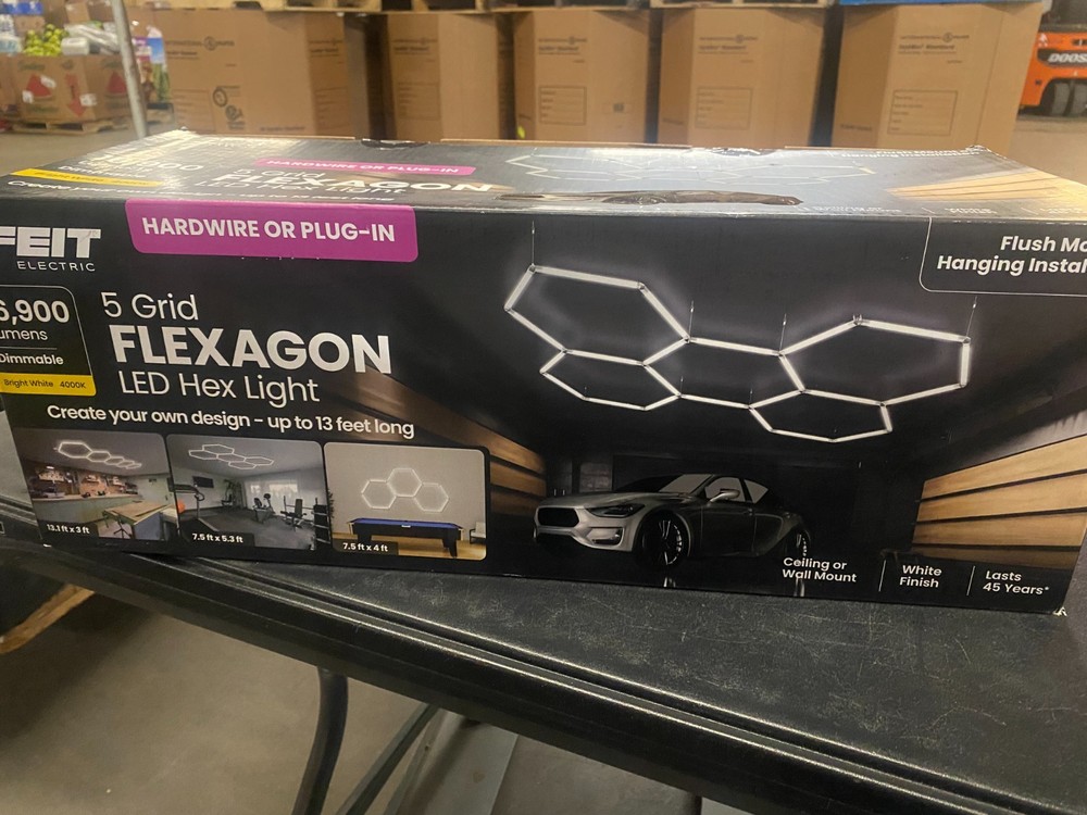 Feit Electric 5 Grid Flexagon LED Hex Light White Finish Wall/Ceiling Mount