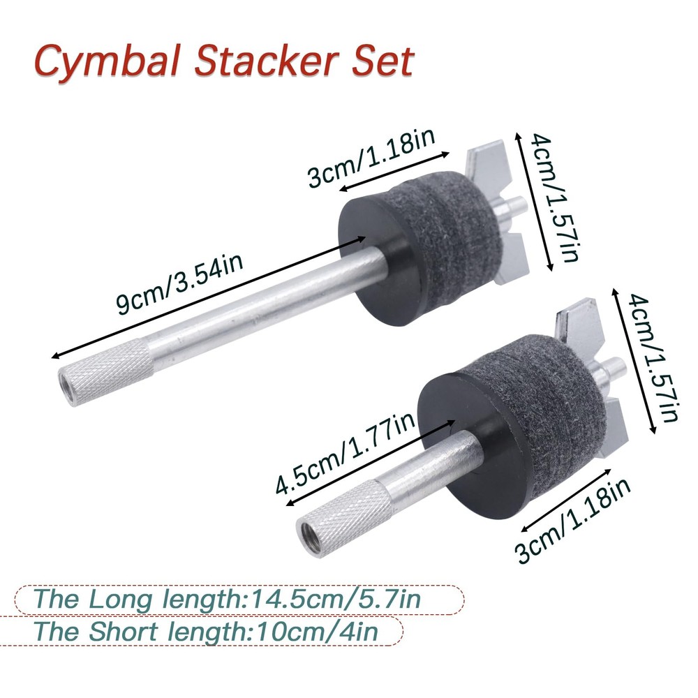 Cymbal Stacker Set 4" & 5.7" Stackers with 8mm Thread Wing Nut Included