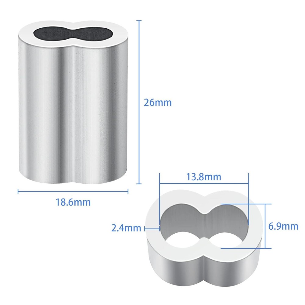 30PCS 1/4" Aluminum Crimping Loop Sleeves – Secure & Durable Cable Connectors