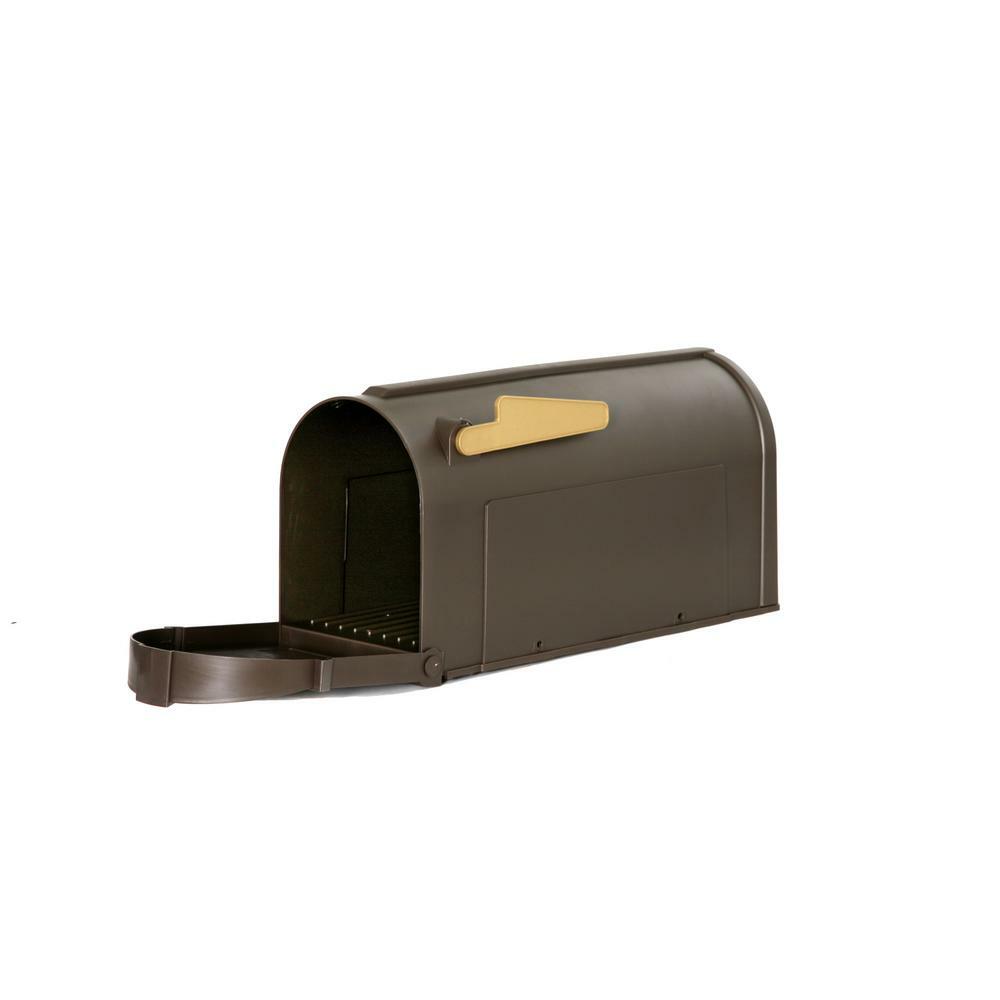 Decorative Mailbox Post-Mount Hampton Bronze Polypropylene Gold Lettering Flag
