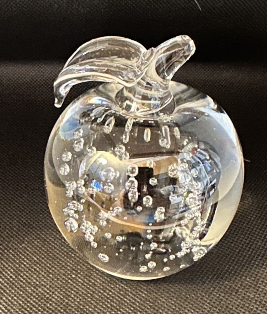 Clear Crystal Apple Paperweight