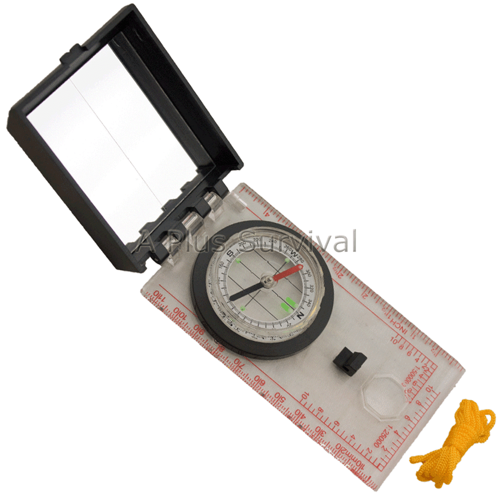 Map Pocket Compass Ruler Lanyard Mirror Survival Kits
