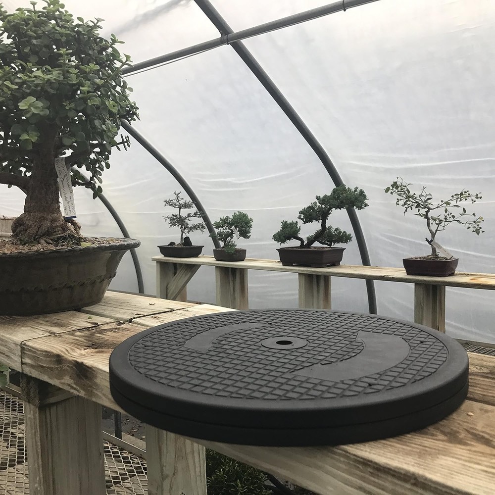 Mighty Mini Bonsai Tree Turntable 12.5" Base Stainless 12.5", Black