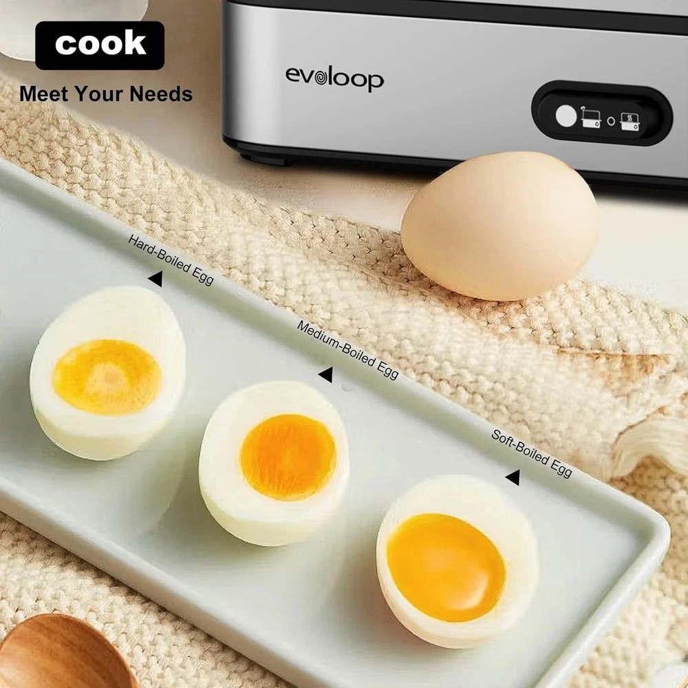 Rapid Egg Cooker Electric 6 Eggs Capacity, Soft, Medium, Hard Boiled, Poacher