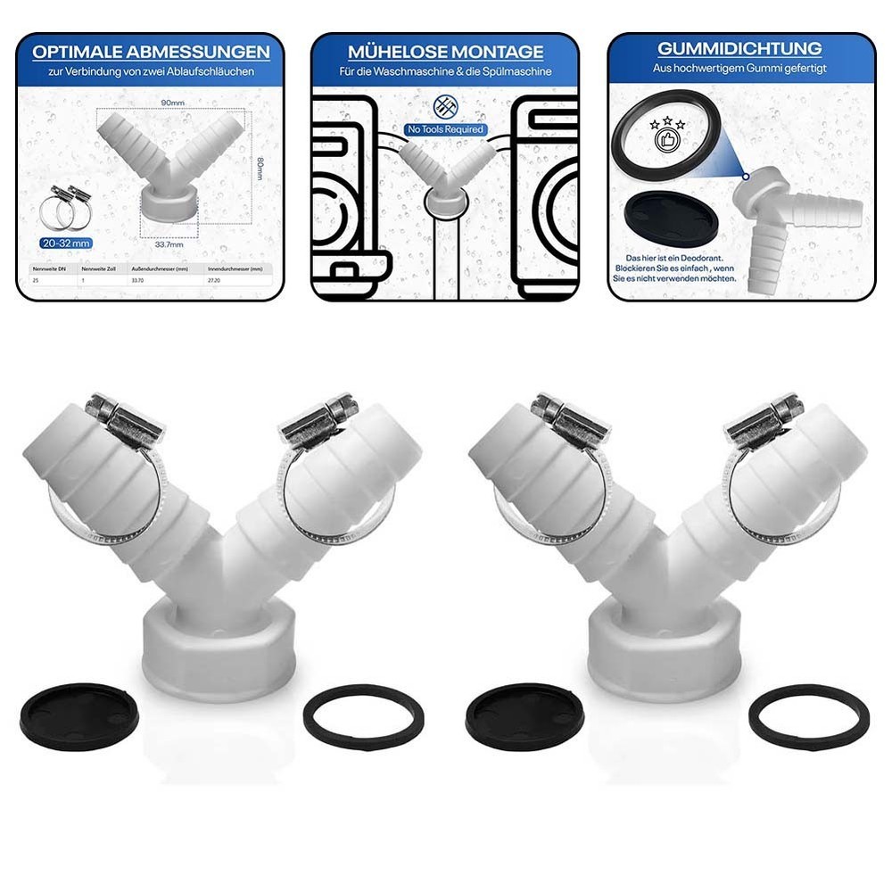 Y Drain Adapter with 45 Degree Angle for Optimal Drainage and Space Saving
