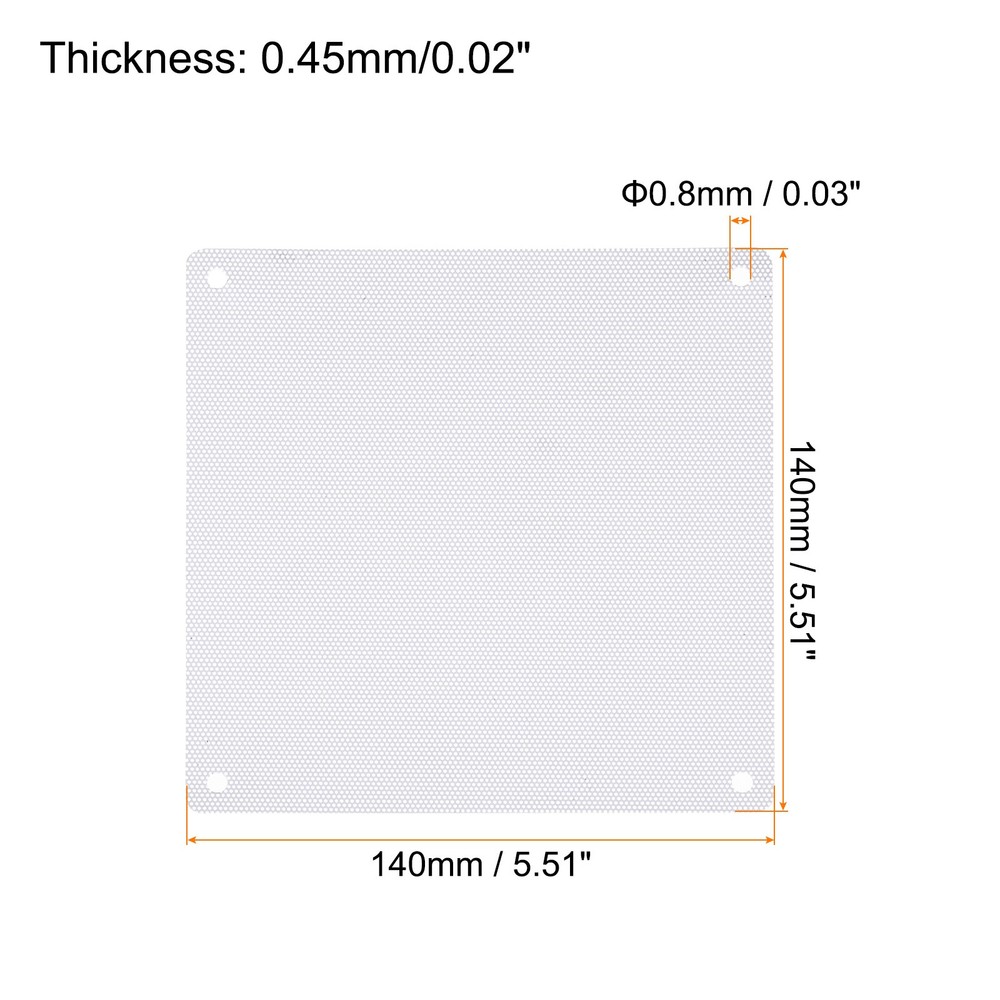 6PCS PC Dust Filter, 140x140mm PVC Computer Case Cooler Dustproof Mesh White