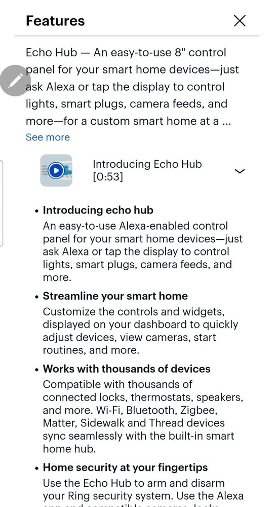 New Amazon Echo Hub 8" Smart Home Control Panel with Alexa White