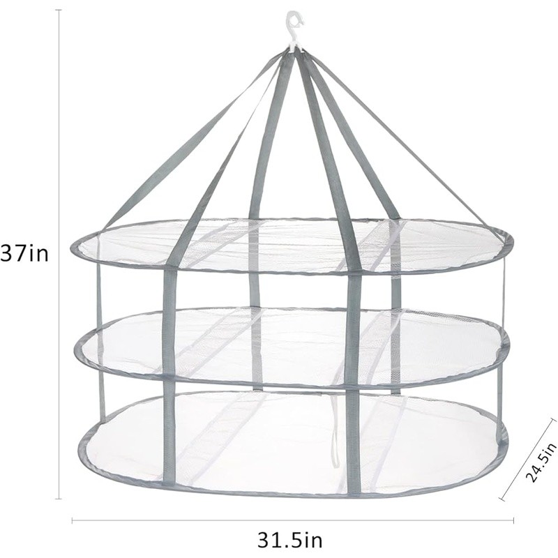 3 Layer Portable Hanging Drying Rack Foldable Clothes Dryer W/ Rotating Hooks US
