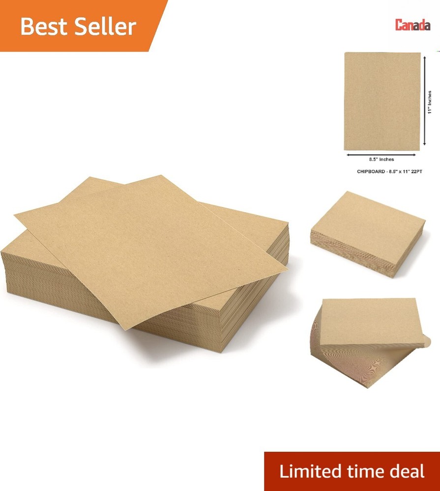 Versatile Sturdy Chipboard Sheets - Multi-Purpose - 8.5" x 11" - 100 Sheets