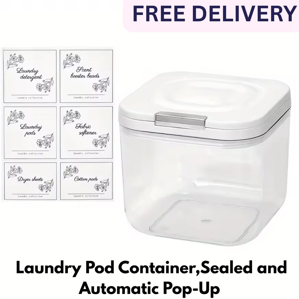 Laundry Pod Holder with Lid Sealed Large Capacity Organizer Box