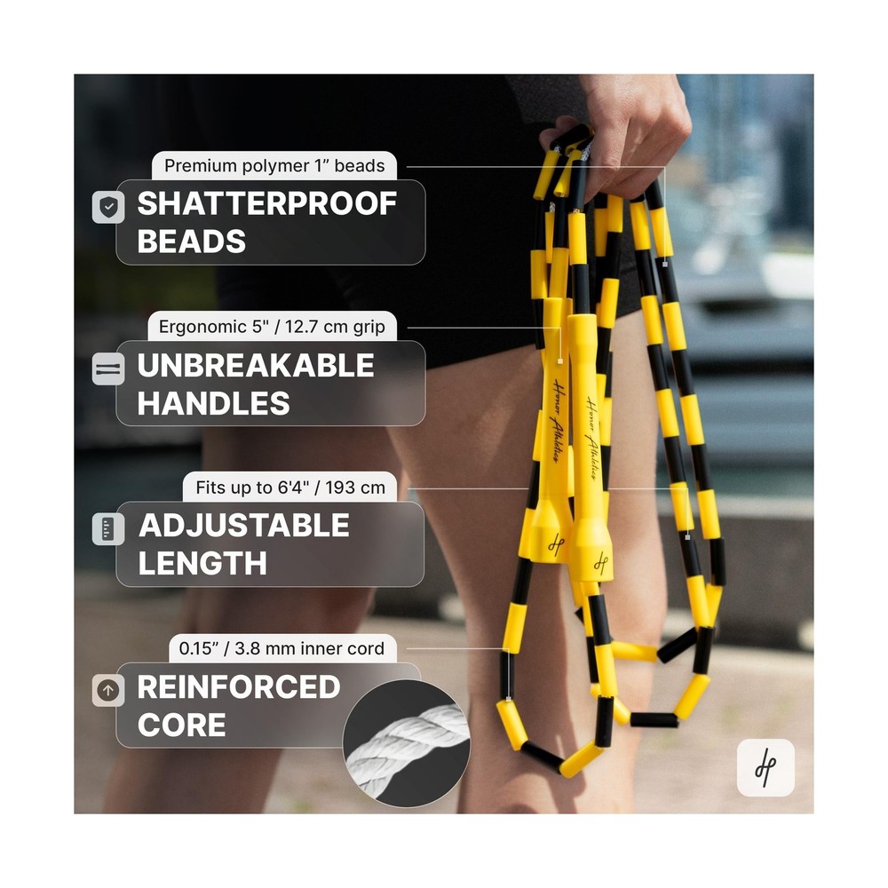 Honor Athletics 2.0 Beaded Jump Rope - Adjustable with Unbreakable Handles & ...