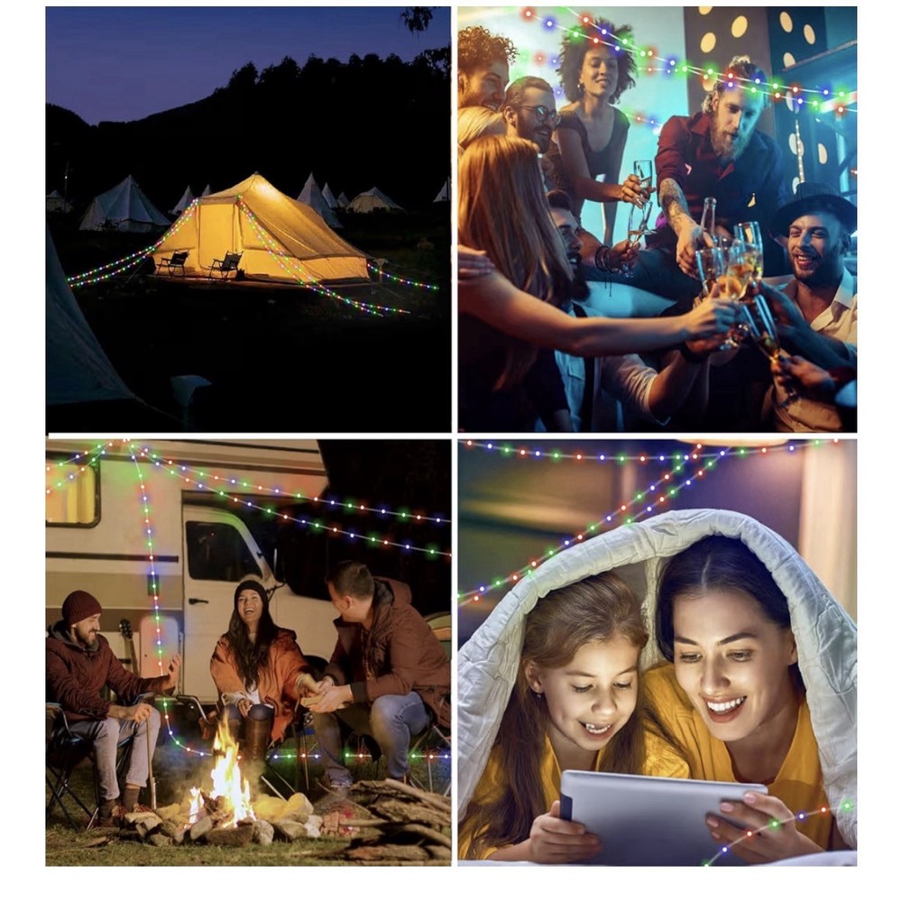 HAMLITE Camping Light String, 3 in 1 Camping Light Rechargeable(29.5Ft), RGB