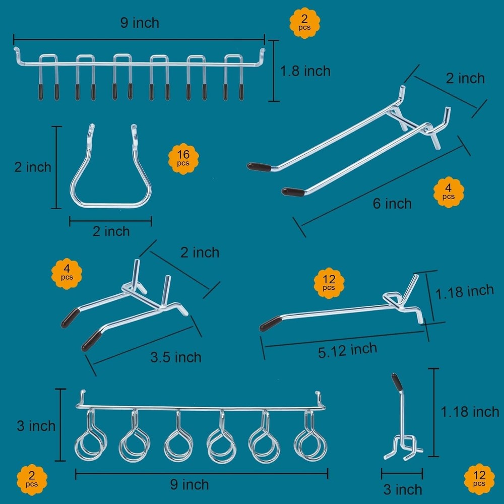 Heavy-Duty 310PCS Pegboard Hooks Assortment with Baskets for Tool Organization
