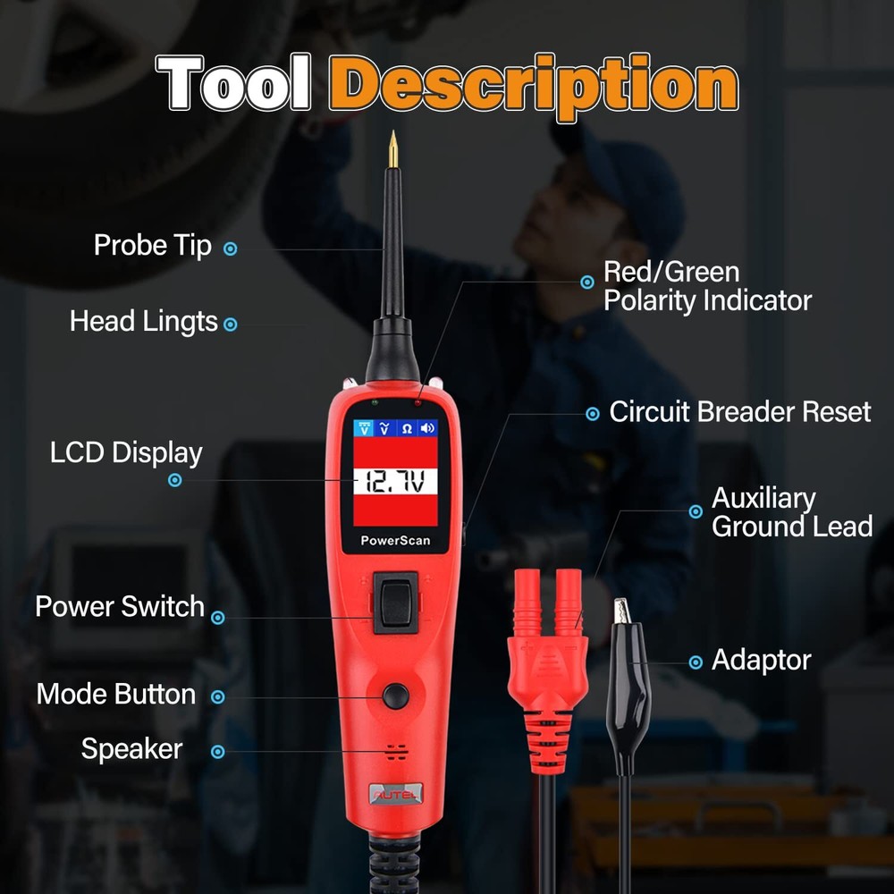 Autel PowerScan PS100 Electrical System Diagnostic Circuit Circuit Probe 12V 24V