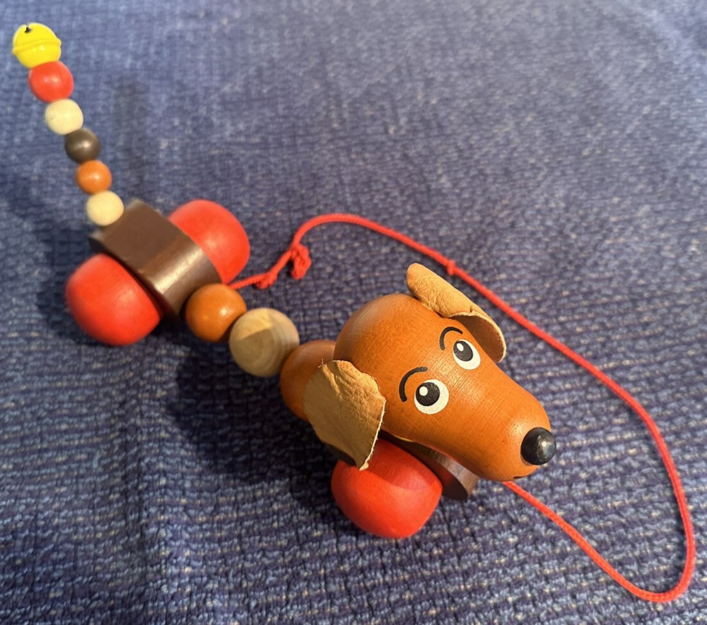 Vintage Lorenz Style Dog Pull Toy with Rare Beaded Tail