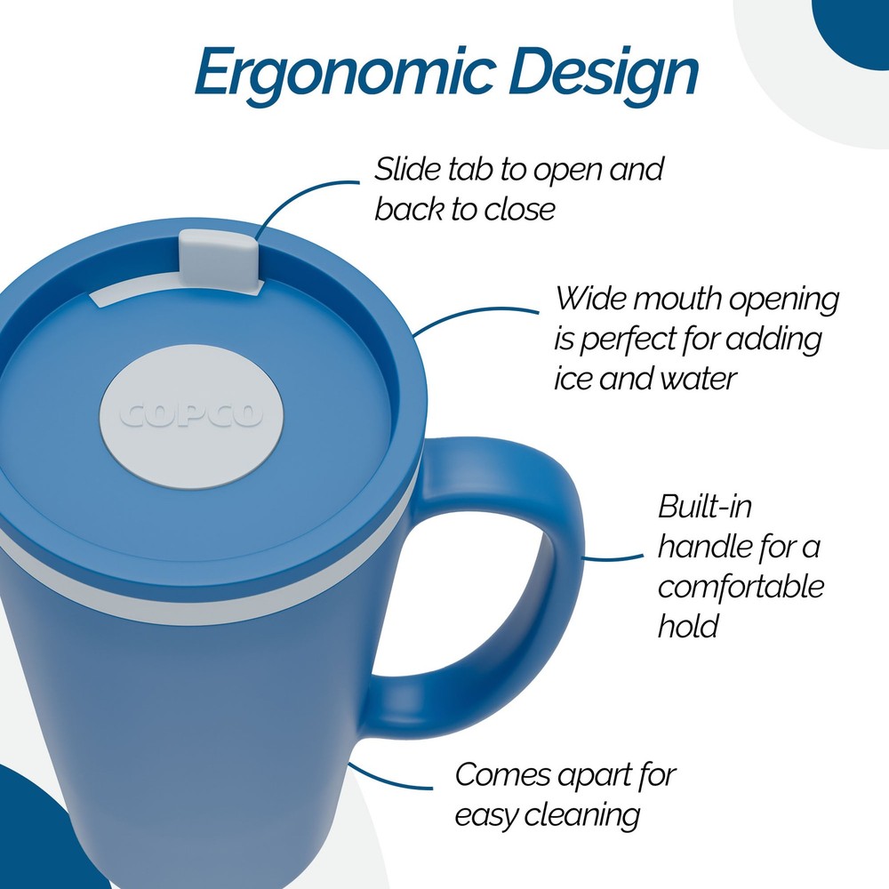 Copco Cone Travel Coffee Mug, 16 oz -Blue