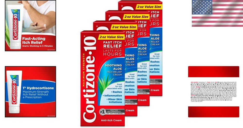 Cortizone-10 Maximum Strength Aloe Itch Relief Cream, 4-Pack