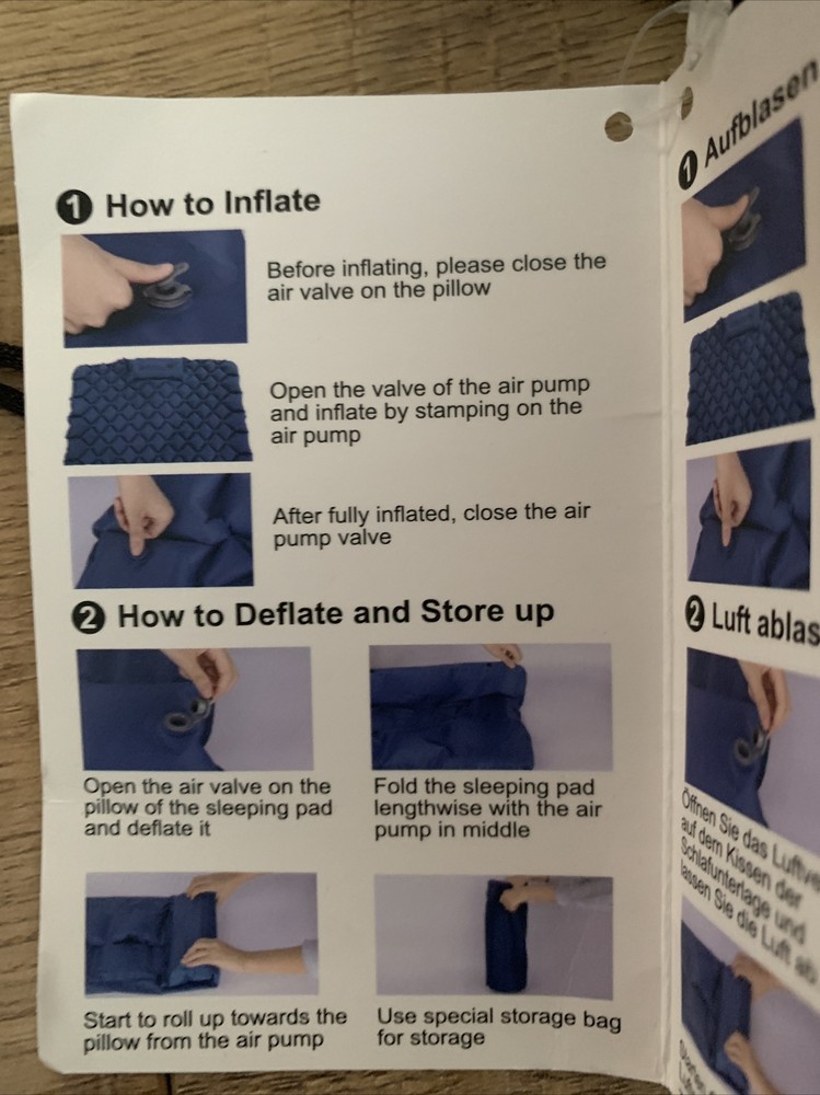 Inflatable Backpacking Sleeping Pad With Built In Pump