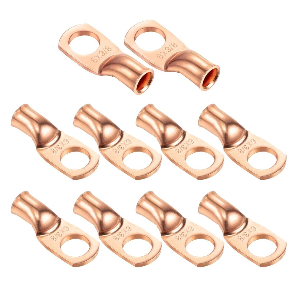 30/10PCS Bare Copper Cable Wire Lugs Ring Terminals Battery Wire Welding Cable