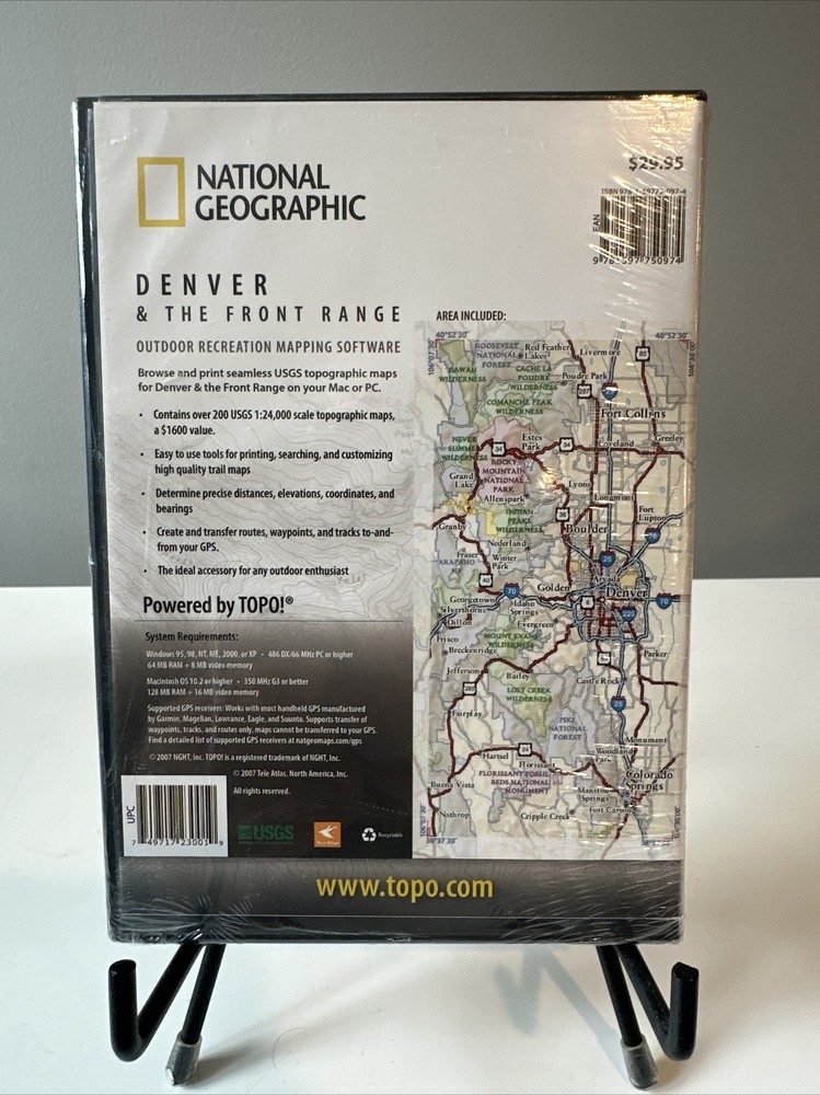 2007 National Geographic TOPO Mapping Software Denver & The Front Range