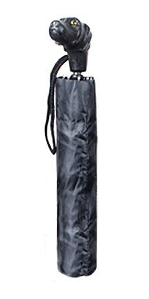 BLACK LABRADOR RETRIEVER COMPACT FOLDING UMBRELLA